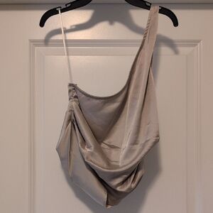 Glam Satin Top in Soft Beige